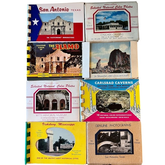 Vintage Other - Vintage Souvenir Postcard Booklet Lot 8pc San Antonio Alamo Carlsbad Caverns